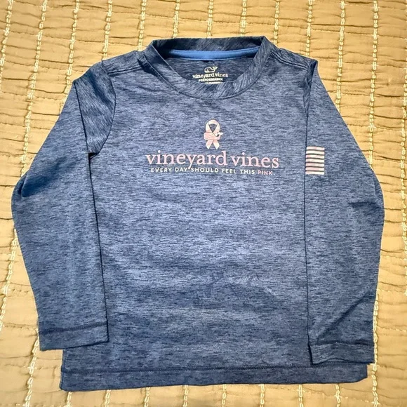 Vineyard Vines Heathered Blue Kids Long Sleeve Tee - Picture 1 of 9